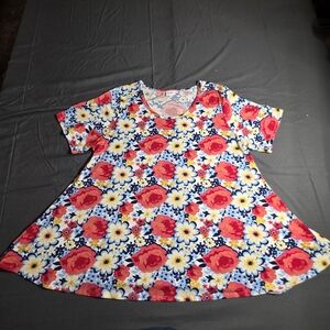 LuLaRoe Floral Dress with Red, Blue, and Yellow